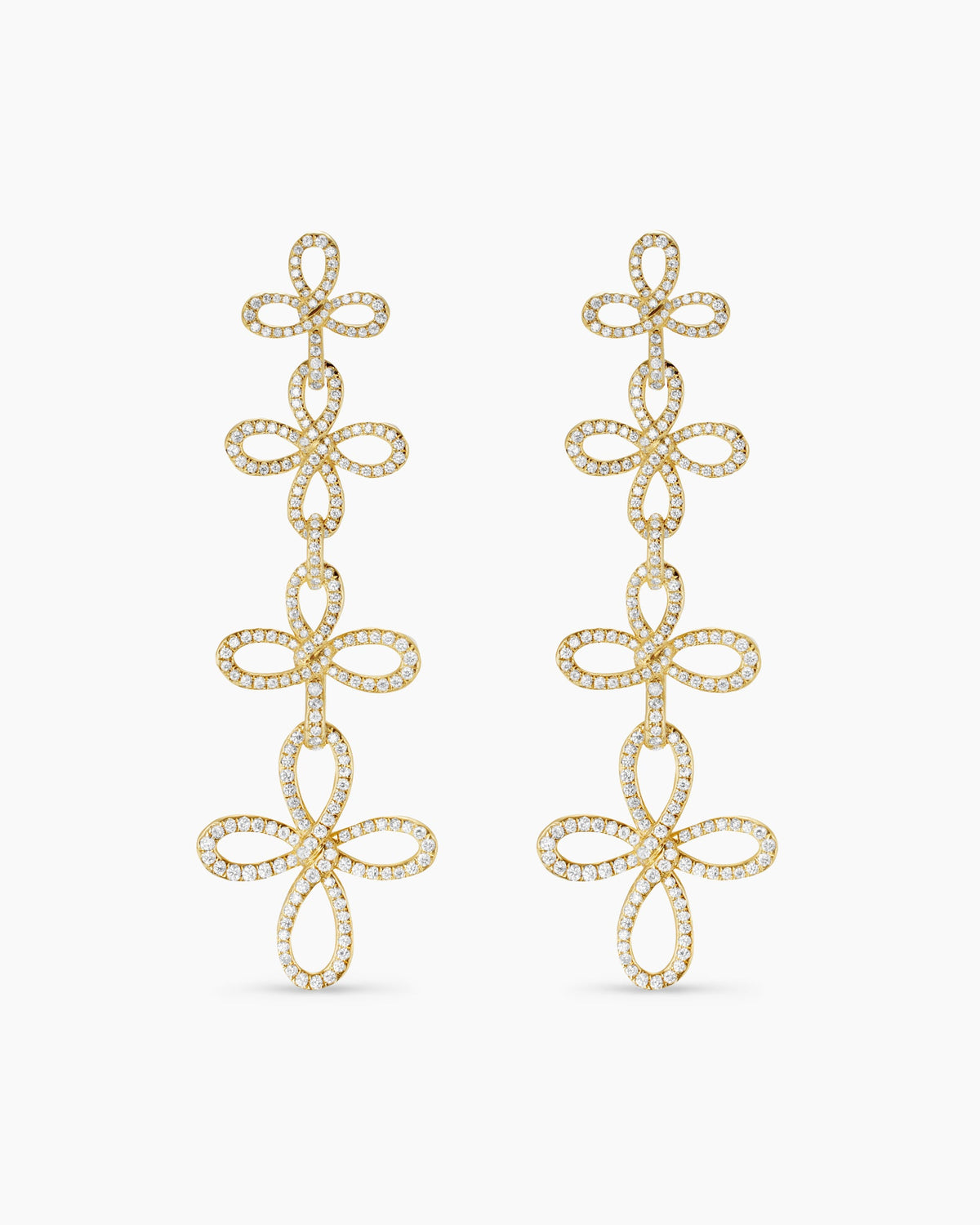 Wisteria® Statement Drop Earrings in 18K Yellow Gold with Diamonds, 88.7mm