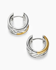 DY Mercer® Huggie Hoop Earrings in  Sterling Silver with 18K Yellow Gold and Diamonds, 14mm