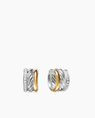 DY Mercer® Huggie Hoop Earrings in  Sterling Silver with 18K Yellow Gold and Diamonds, 14mm