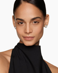 Pearl Classics Cable Halo Button Earrings in Sterling Silver with Diamonds, 13mm