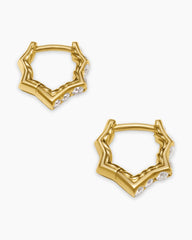 Zig Zag Stax™ Huggie Hoop Earrings in 18K Yellow Gold with Diamonds, 13mm
