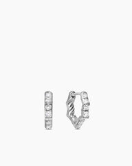 Zig Zag Stax™ Huggie Hoop Earrings in Sterling Silver with Diamonds, 13mm