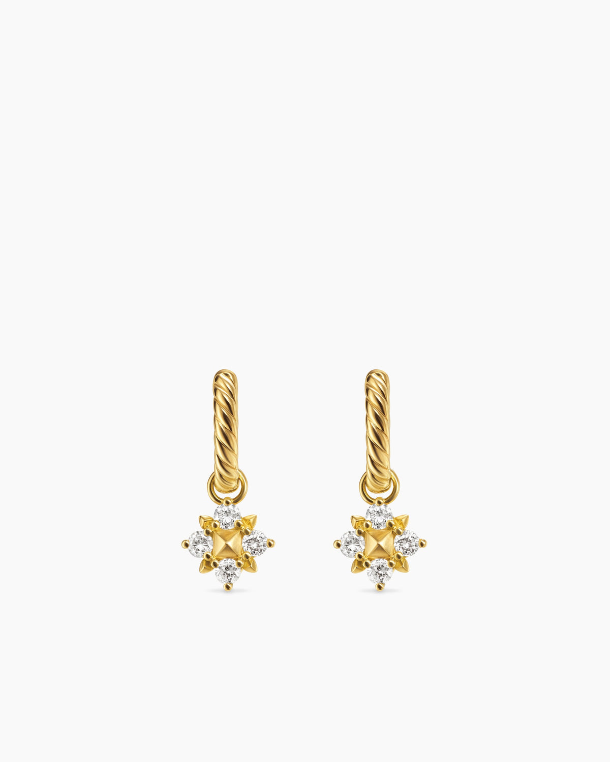Petite Modern Renaissance® Pyramid Drop Earrings in 18K Yellow Gold with Diamonds, 18.8mm