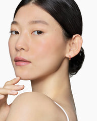 Petite Pavé Huggie Hoop Earrings in 18K Yellow Gold with Rubies, 12mm