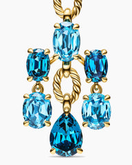 Marbella Chandelier Earrings in 18K Yellow Gold with Blue Topaz and Hampton Blue Topaz, 57mm