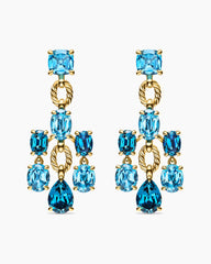 Marbella Chandelier Earrings in 18K Yellow Gold with Blue Topaz and Hampton Blue Topaz, 57mm