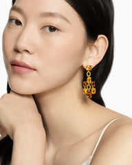 Marbella Chandelier Earrings in 18K Yellow Gold with Citrine and Madeira Citrine, 57mm