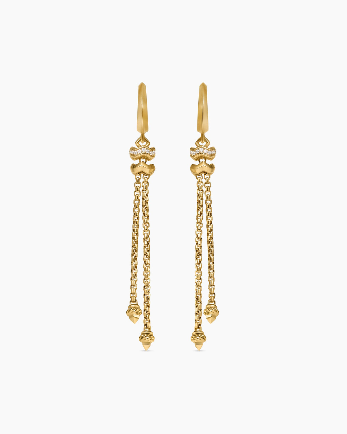 Zig Zag Stax™ Chain Drop Earrings in 18K Yellow Gold with Diamonds, 66mm