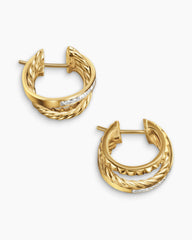 Crossover Trio Multi Row Hoop Earrings in 18K Yellow Gold with Diamonds, 18mm
