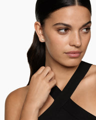 Petite Pavé Flute Stud Earrings in 18K Yellow Gold with Diamonds, 10.6mm