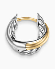 Crossover Huggie Hoop Earrings in Sterling Silver with 18K Yellow Gold, 12.4mm