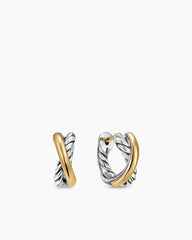 Crossover Huggie Hoop Earrings in Sterling Silver with 18K Yellow Gold, 12.4mm
