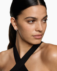 Crossover Huggie Hoop Earrings in Sterling Silver with Diamonds, 12.4mm