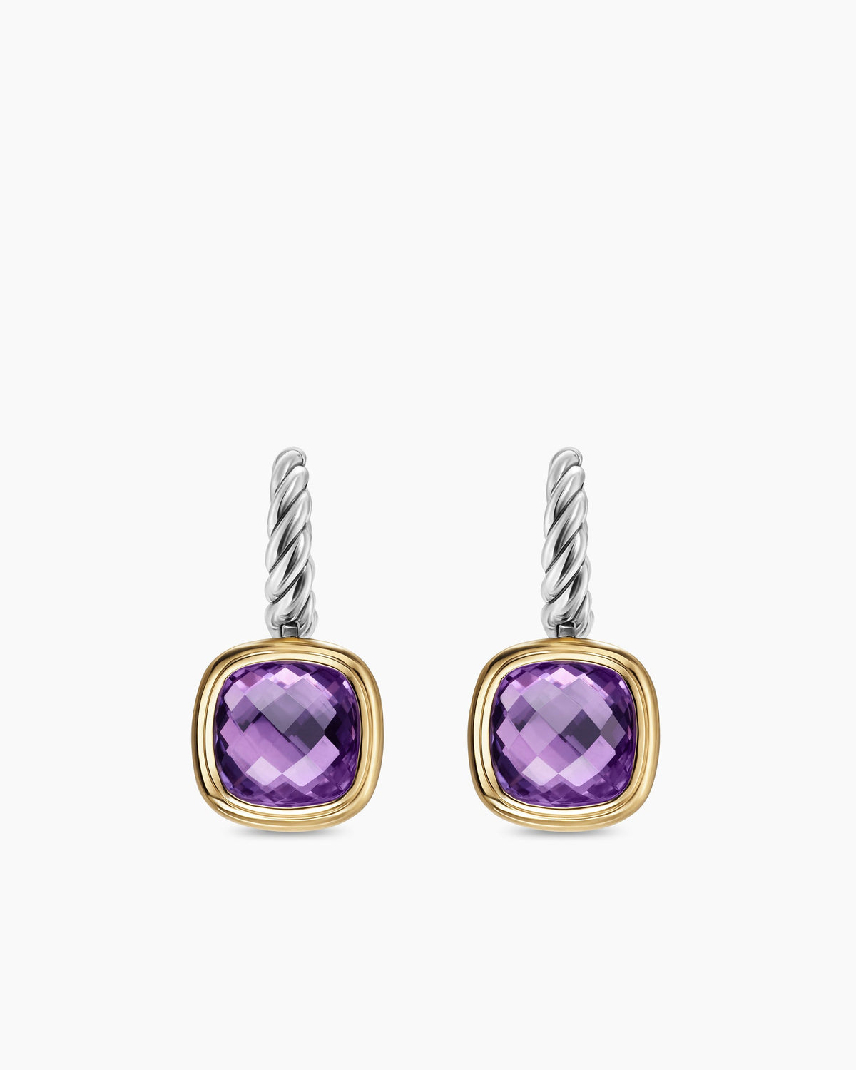 Albion® Drop Earrings in Sterling Silver with 18K Yellow Gold and Amethyst, 10mm