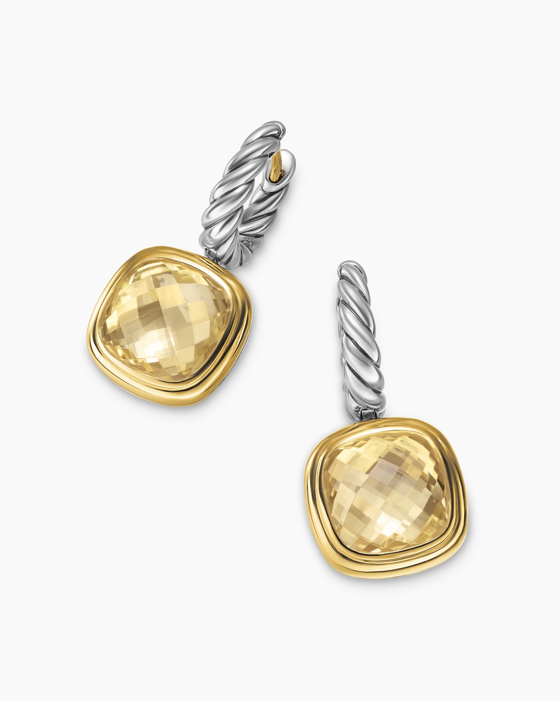 Albion® Drop Earrings in Sterling Silver with 18K Yellow Gold and Champagne Citrine, 10mm