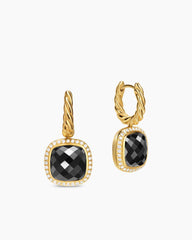 Albion® Drop Earrings in 18K Yellow Gold with Black Onyx and Diamonds, 10mm