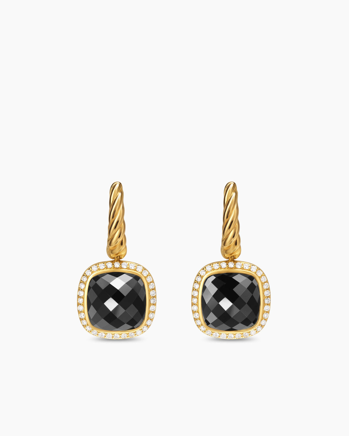 Albion® Drop Earrings in 18K Yellow Gold with Black Onyx and Diamonds, 10mm