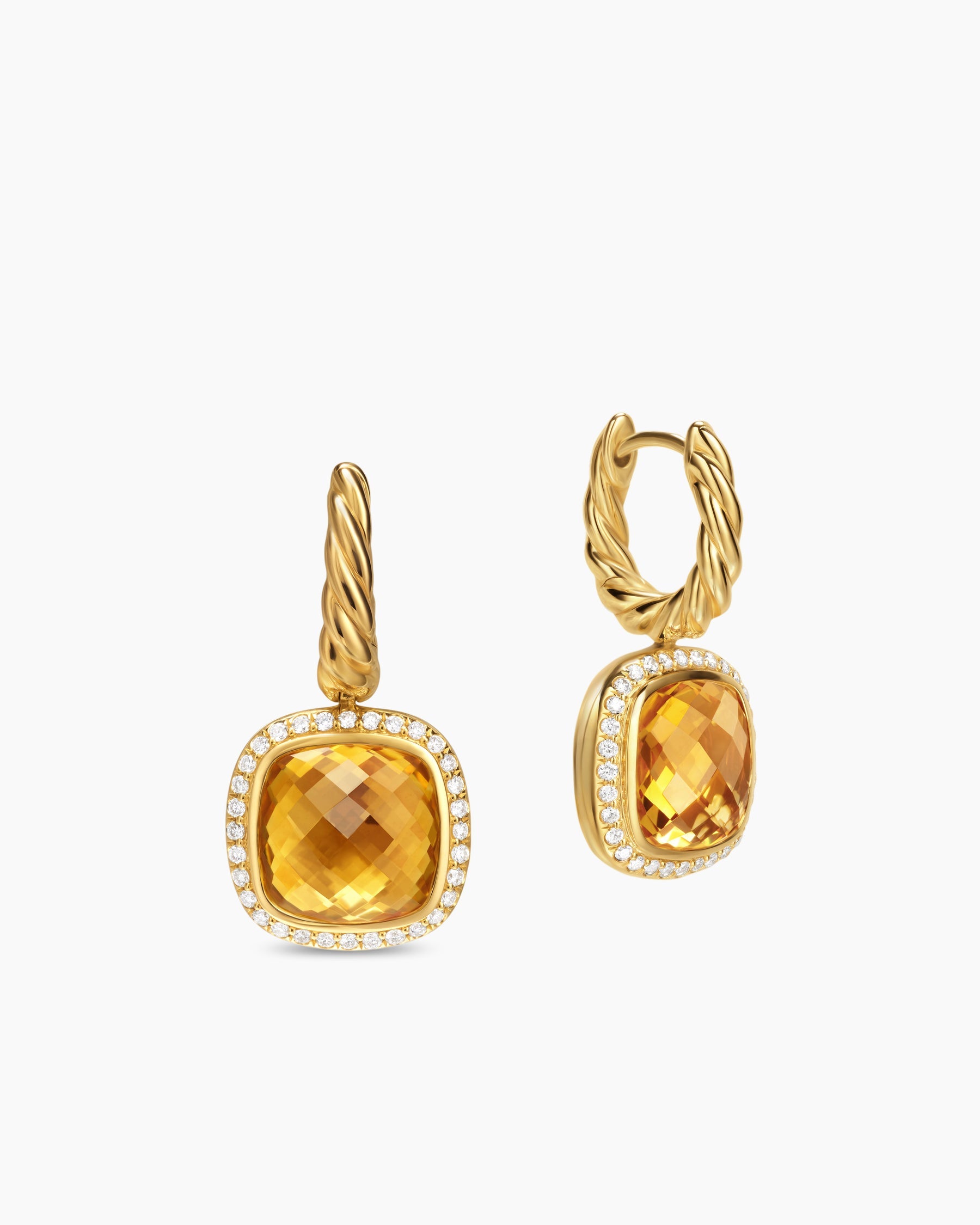 Albion® Drop Earrings in 18K Yellow Gold with Citrine and Diamonds, 10mm