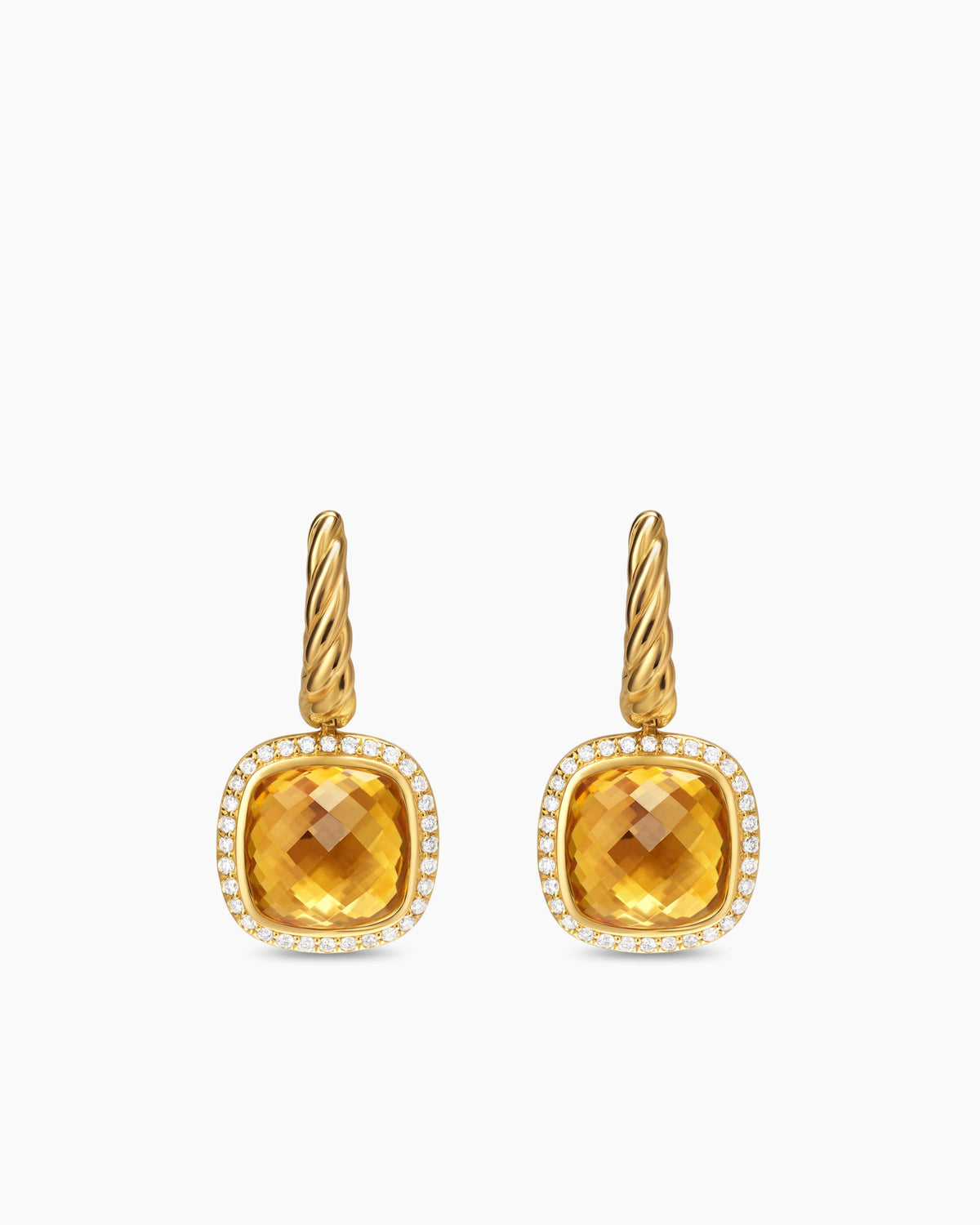 Albion® Drop Earrings in 18K Yellow Gold with Citrine and Diamonds, 10mm