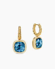 Albion® Drop Earrings in 18K Yellow Gold with Hampton Blue Topaz and Diamonds, 10mm