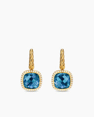 Albion® Drop Earrings in 18K Yellow Gold with Hampton Blue Topaz and Diamonds, 10mm