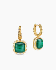 Albion® Drop Earrings in 18K Yellow Gold with Malachite and Diamonds, 10mm
