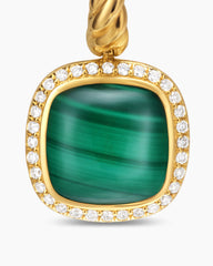 Albion® Drop Earrings in 18K Yellow Gold with Malachite and Diamonds, 10mm