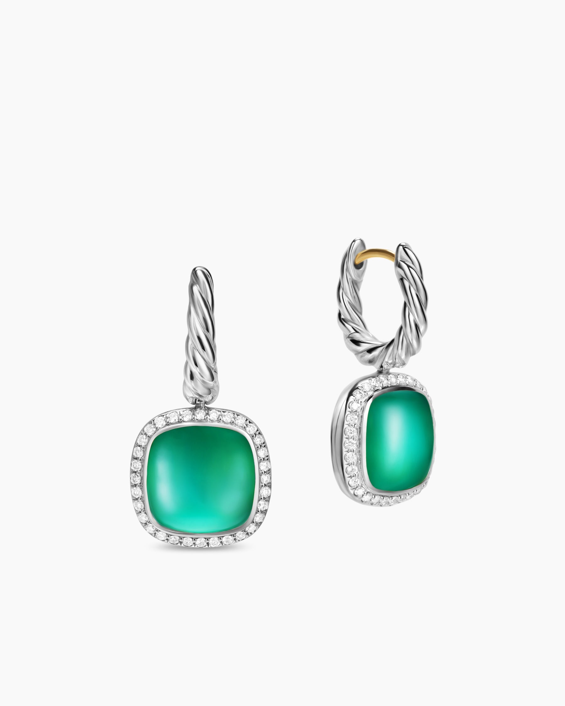 Albion® Drop Earrings in Sterling Silver with Lagoon Orchid and Diamonds, 10mm