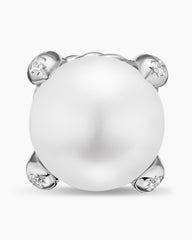 Pearl Classics Stud Earrings in Sterling Silver and Diamonds, 6.6mm