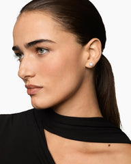 Pearl Classics Stud Earrings in Sterling Silver and Diamonds, 6.6mm