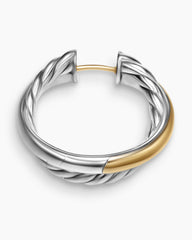 Crossover Hoop Earrings in Sterling Silver with 14K Yellow Gold, 22.3mm