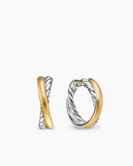 Crossover Hoop Earrings in Sterling Silver with 14K Yellow Gold, 22.3mm