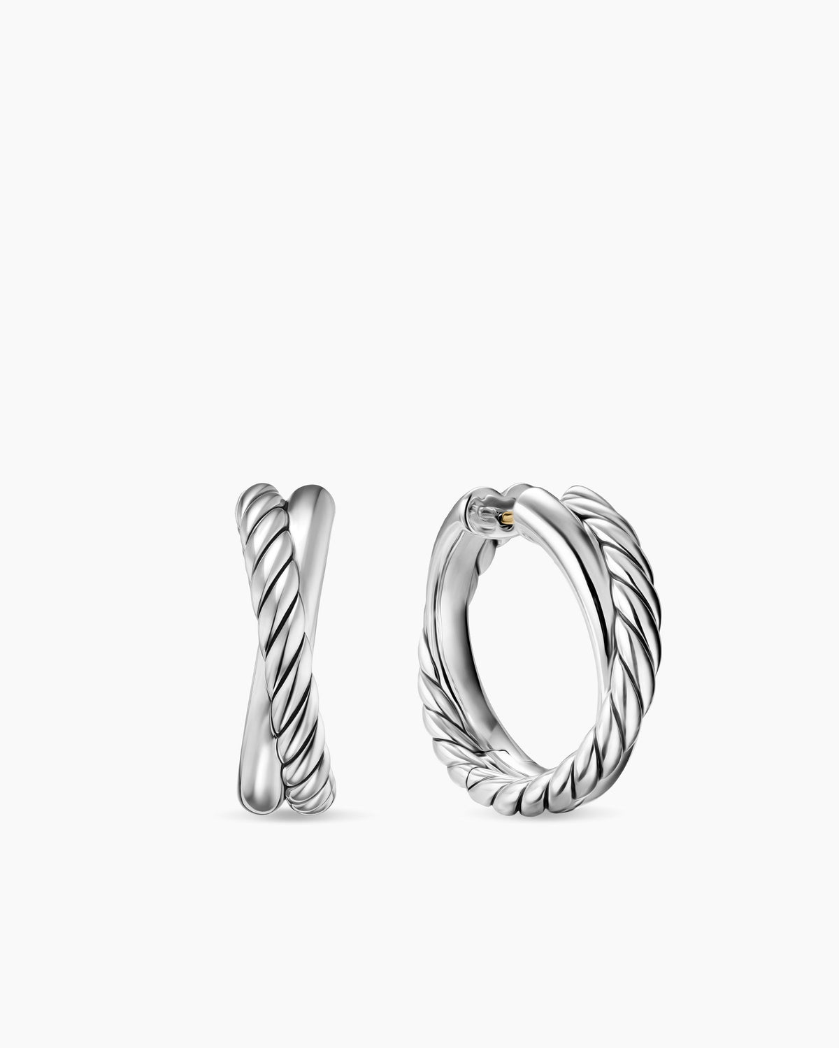 Crossover Hoop Earrings in Sterling Silver, 22.3mm