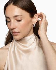 Crossover Hoop Earrings in Sterling Silver with Diamonds, 22.3mm