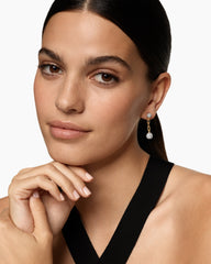 DY Madison® Pavé Bead Drop Earrings in 18K Yellow Gold with Diamonds, 33mm