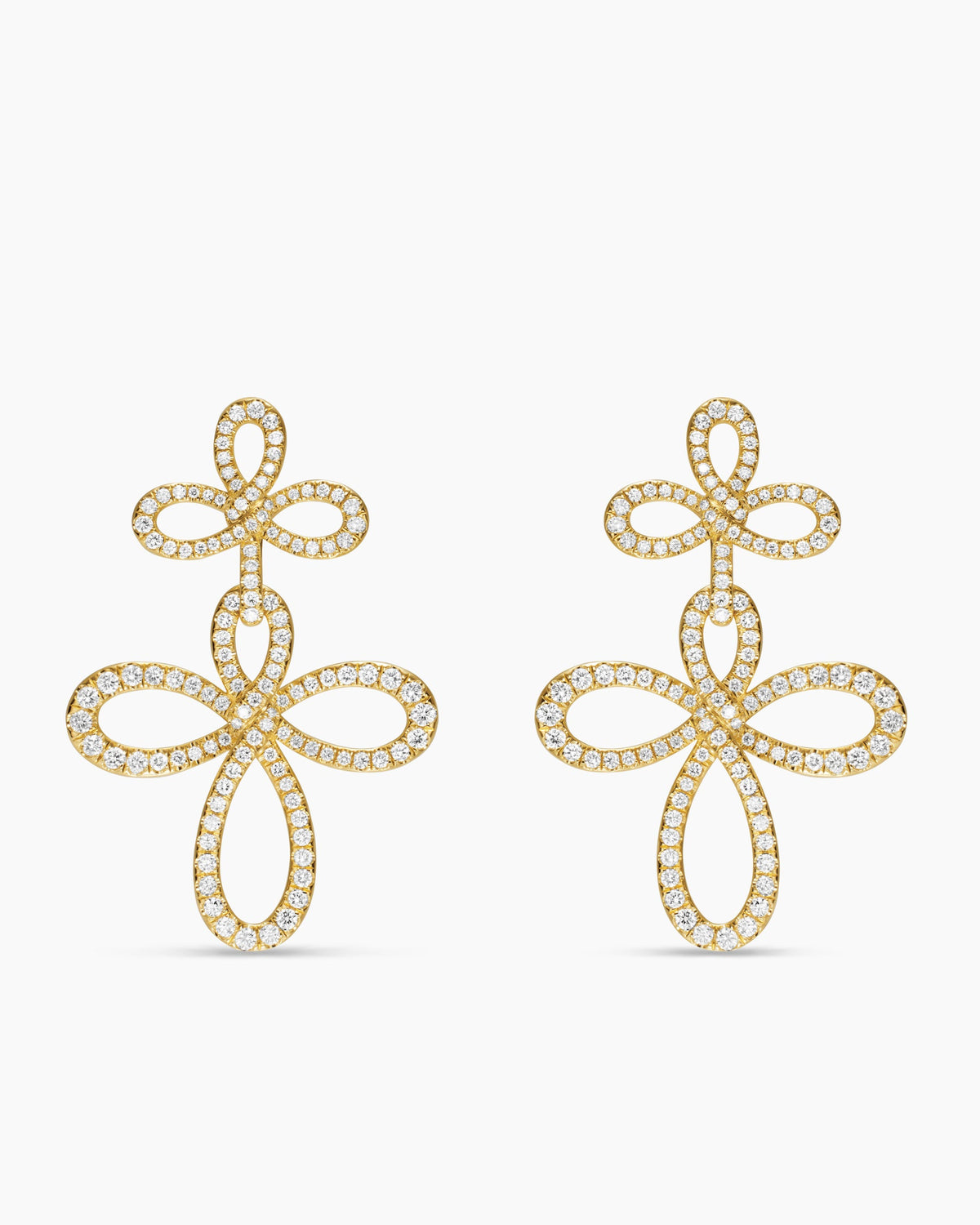 Wisteria® Drop Earrings in 18K Yellow Gold with Diamonds, 37.8mm