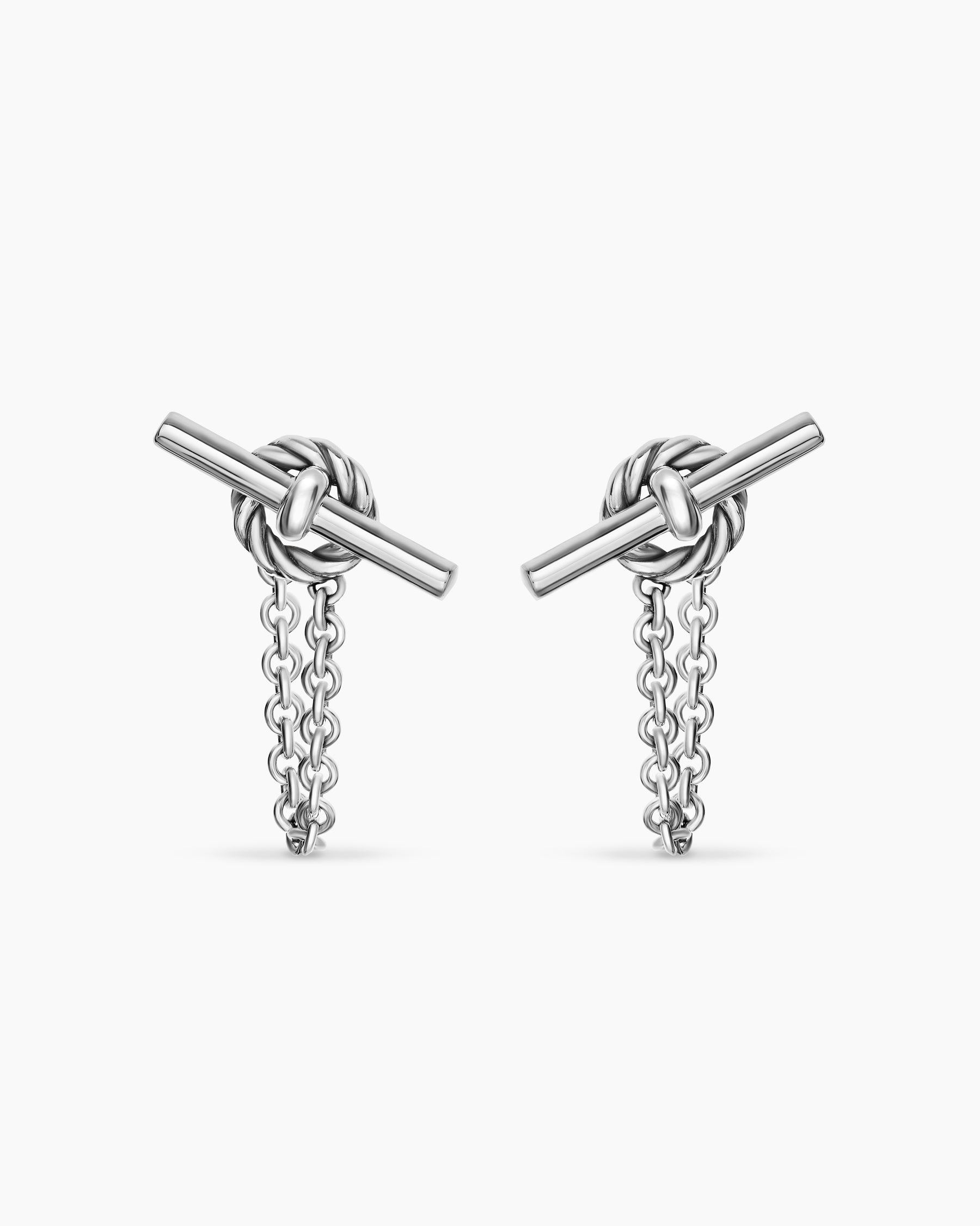 DY Mercer® Petite Toggle Chain Stud Earrings in Sterling Silver, 38.2mm