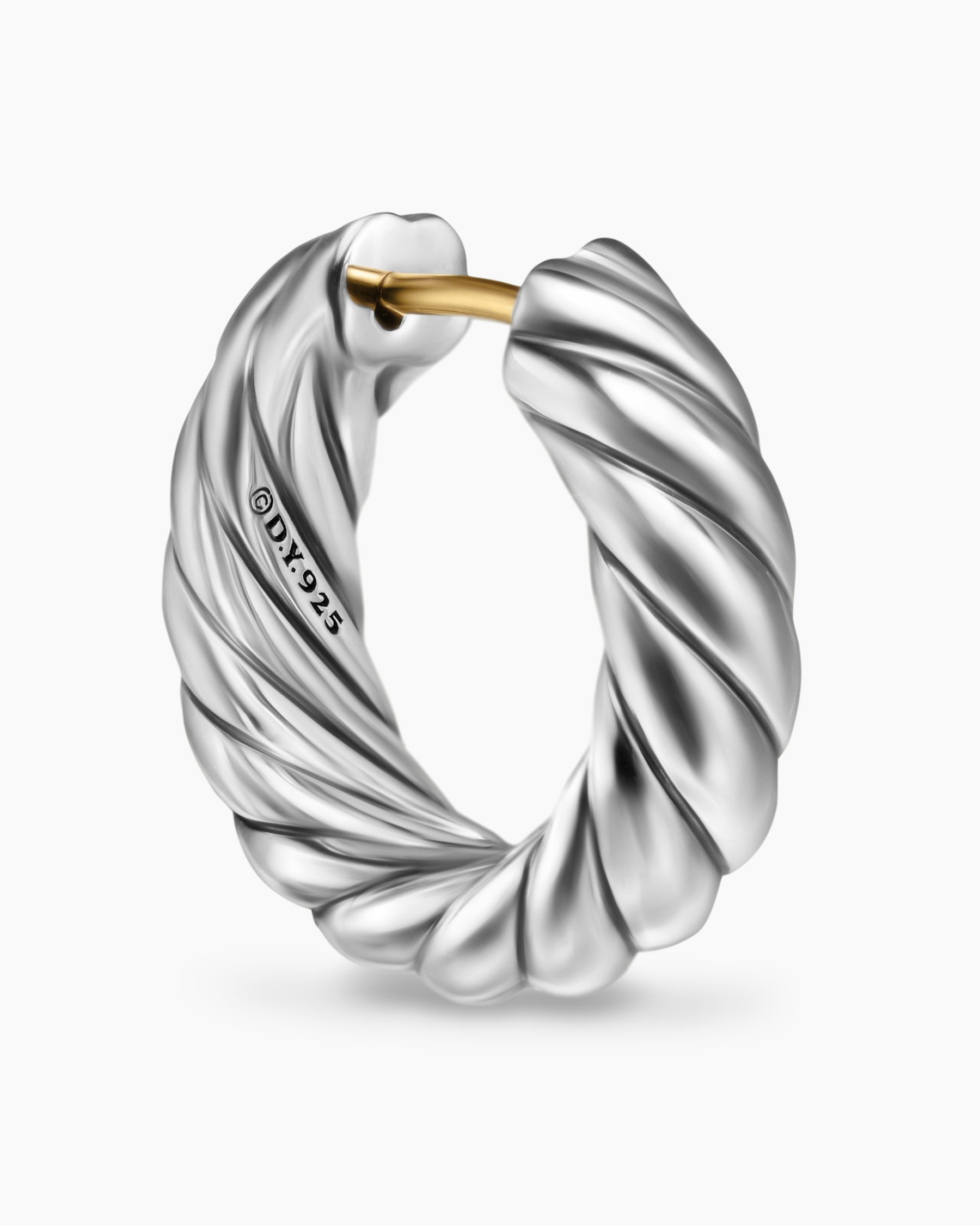 Sculpted Cable Hoop Earrings in Sterling Silver, 18.6mm
