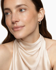 Sculpted Cable Hoop Earrings in Sterling Silver, 18.6mm