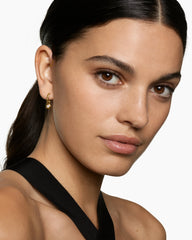 Petite Cable Huggie Drop Earrings in 18K Yellow Gold with Diamonds, 17.5mm