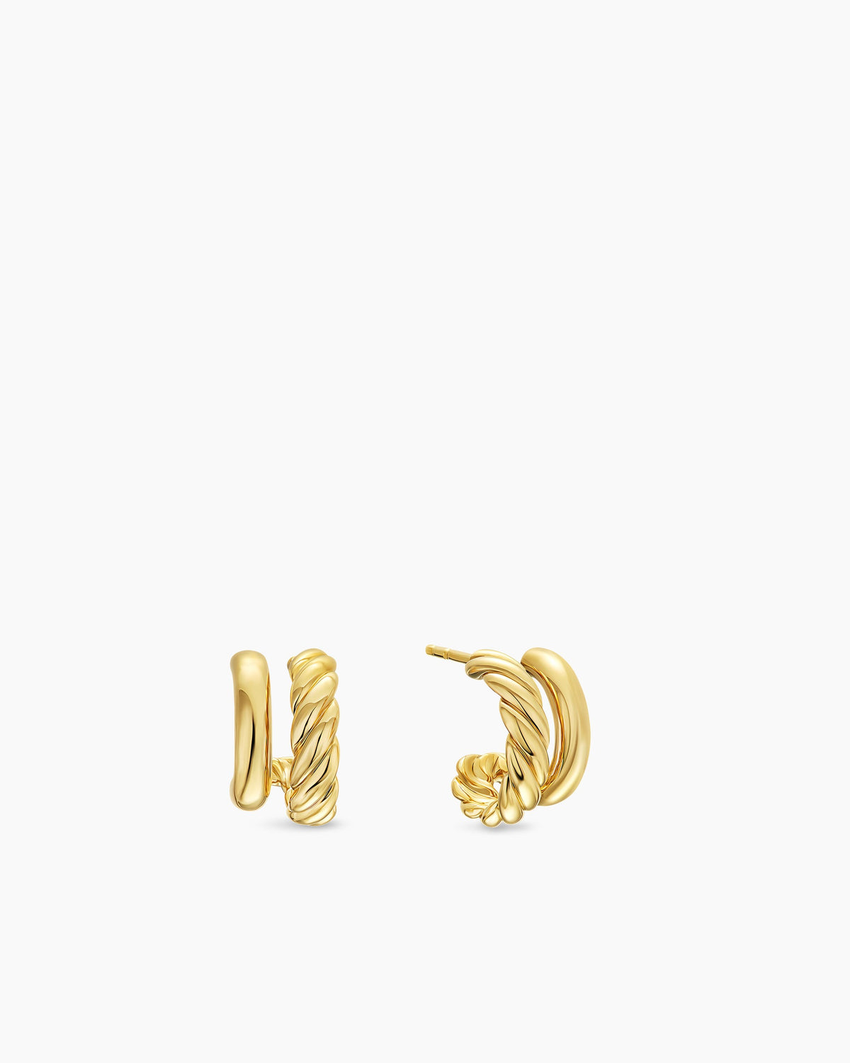DY Mercer® Double Hoop Huggie Earrings in 18K Yellow Gold, 13.5mm