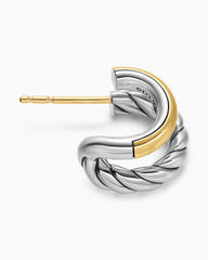 DY Mercer® Double Hoop Huggie Earrings in Sterling Silver with 18K Yellow Gold, 13.5mm