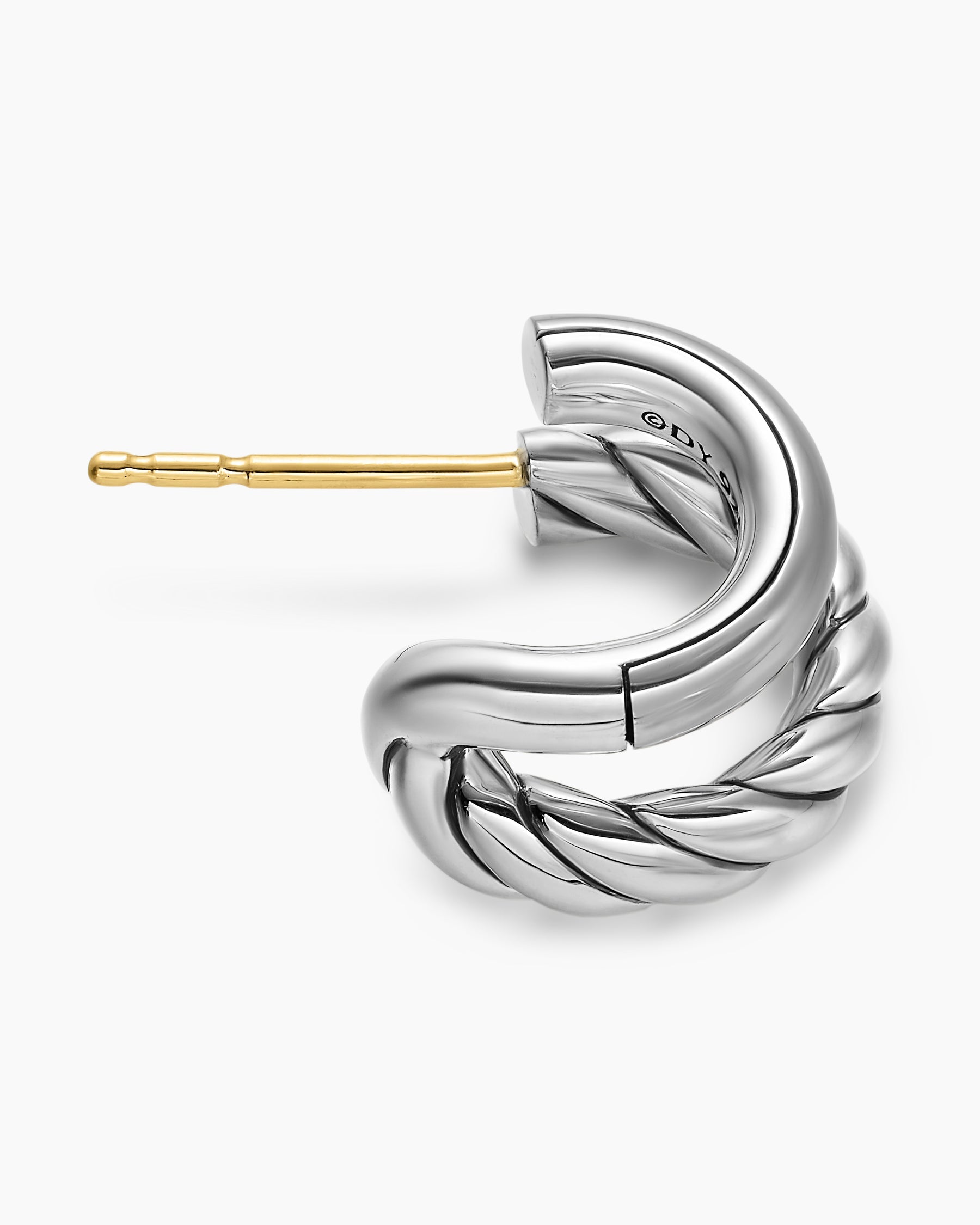 DY Mercer® Double Hoop Huggie Earrings in Sterling Silver, 13.5mm