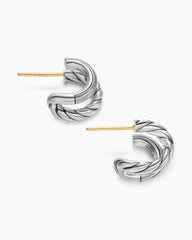 DY Mercer® Double Hoop Huggie Earrings in Sterling Silver, 13.5mm