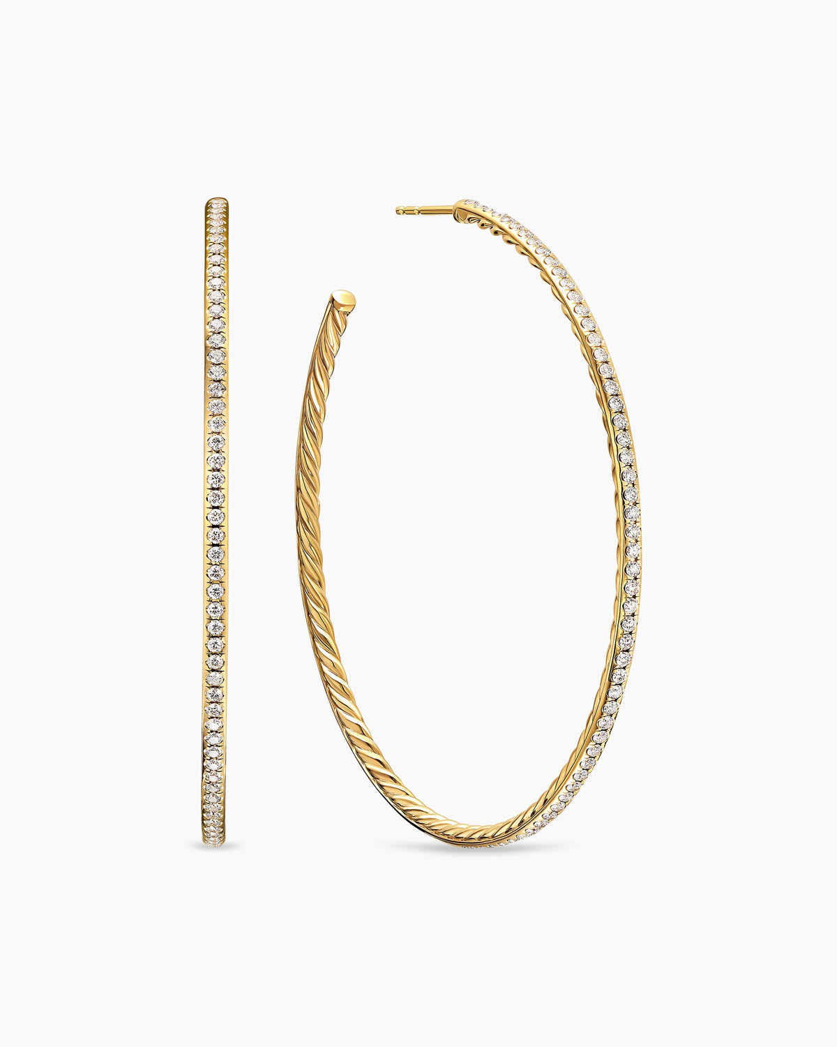 Pavé Hoop Earrings in 18K Yellow Gold with Diamonds, 63.5mm