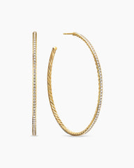 Pavé Hoop Earrings in 18K Yellow Gold with Diamonds, 63.5mm