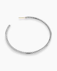 Pavé Hoop Earrings in Sterling Silver with Diamonds, 63.5mm