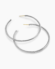Pavé Hoop Earrings in Sterling Silver with Diamonds, 63.5mm
