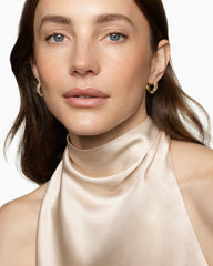 Pyramid Hoop Earrings in 18K Yellow Gold with Diamonds, 18.7mm