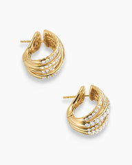Pavé Crossover Shrimp Earrings in 18K Yellow Gold with Diamonds, 19.6mm